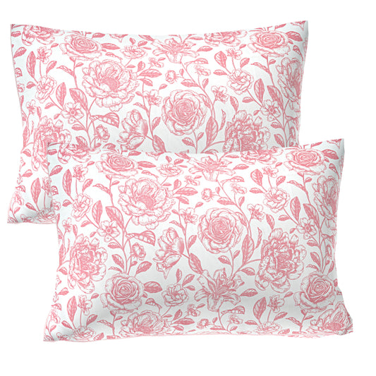 Crimson Rose Sketch Double Bed Sheet