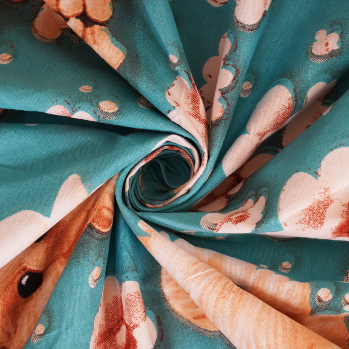 Puppy Love & Petals Double Bed Sheet