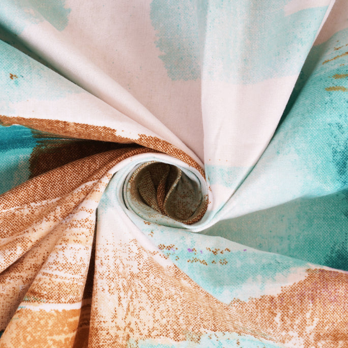 Teal Brushstroke Horizon Double Bed Sheet