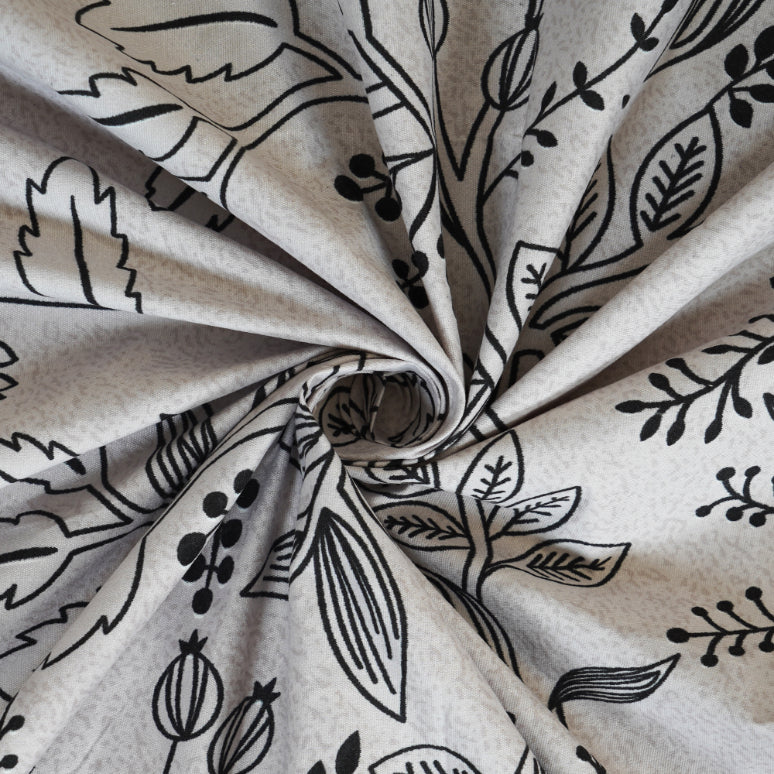Midnight Botanical Sketch Double Bed Sheet