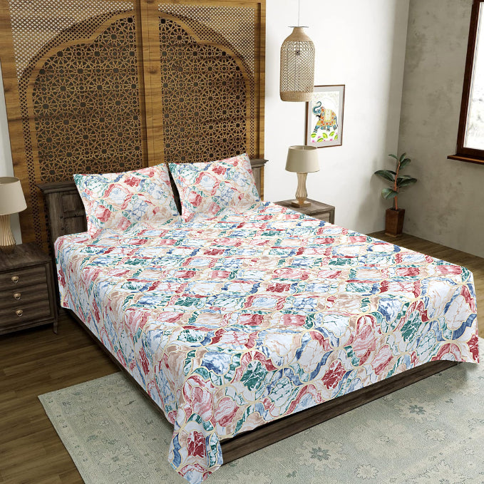 Marbled Damask Double Bed Sheet