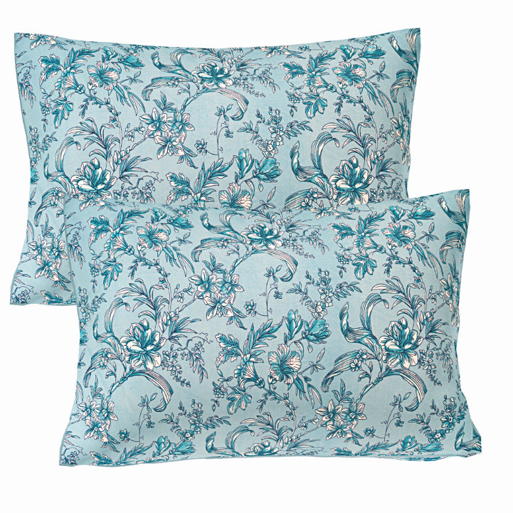 Teal Garden Vine Double Bed Sheet