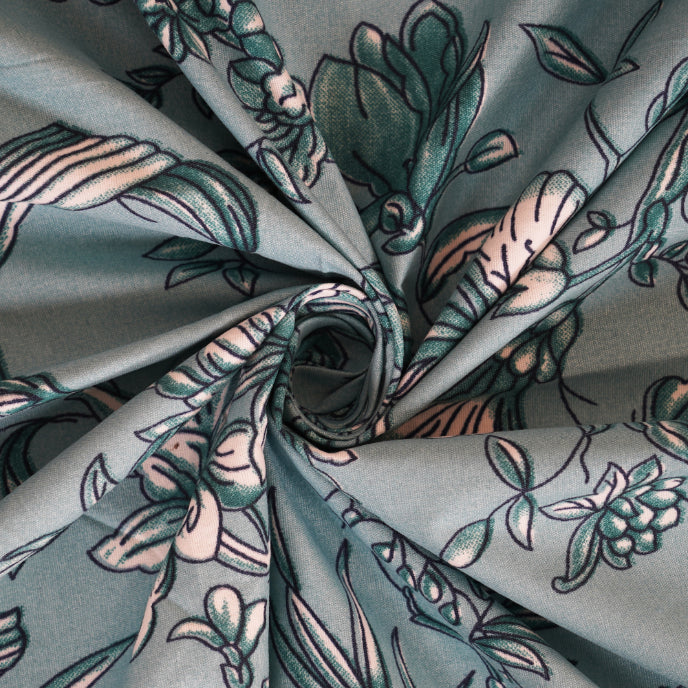 Teal Garden Vine Double Bed Sheet