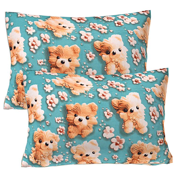Puppy Love & Petals Double Bed Sheet