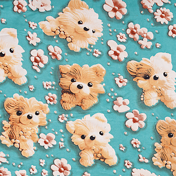 Puppy Love & Petals Double Bed Sheet