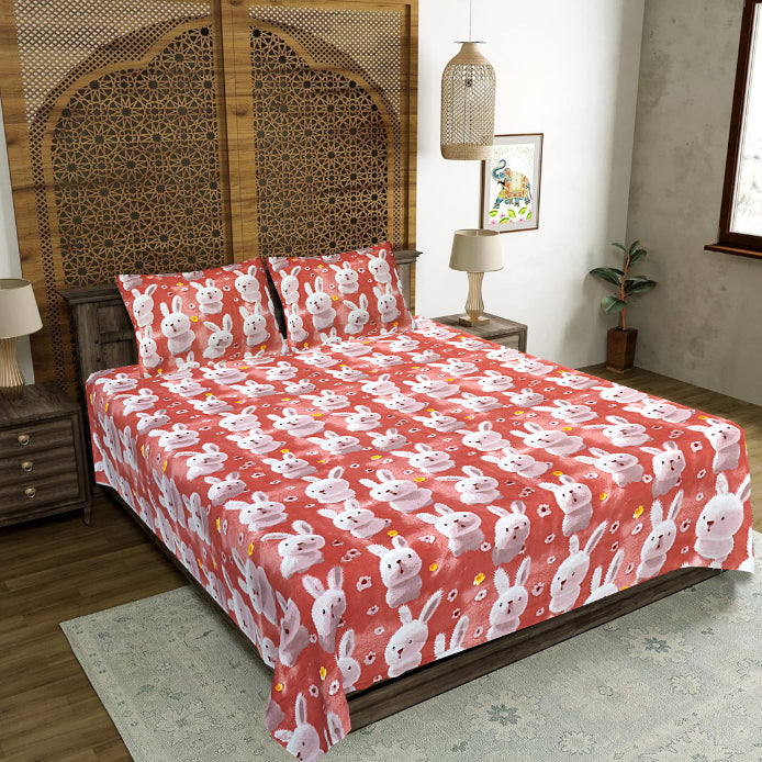 Ruby Bunny Hop Double Bed Sheet