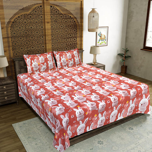 Ruby Bunny Hop Double Bed Sheet