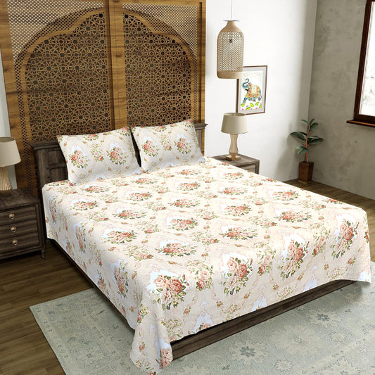 Vintage Victorian Rose Double Bed Sheet