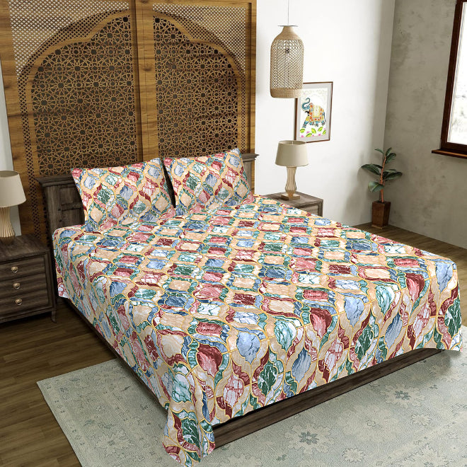 Jewel-Tone Mosaic Double Bed Sheet