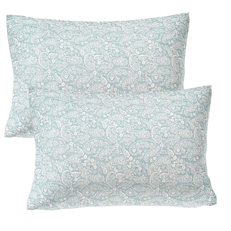 Powder Blue Paisley Double Bed Sheet