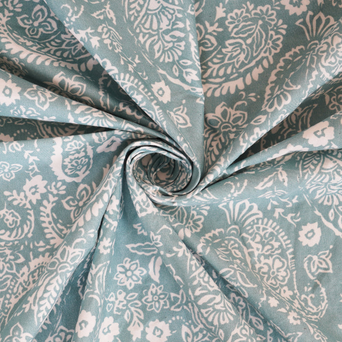 Powder Blue Paisley Double Bed Sheet