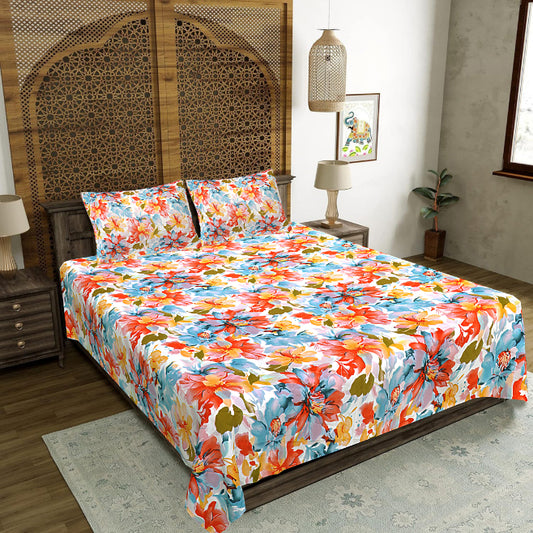 Tropical Hibiscus Burst Double Bed Sheet