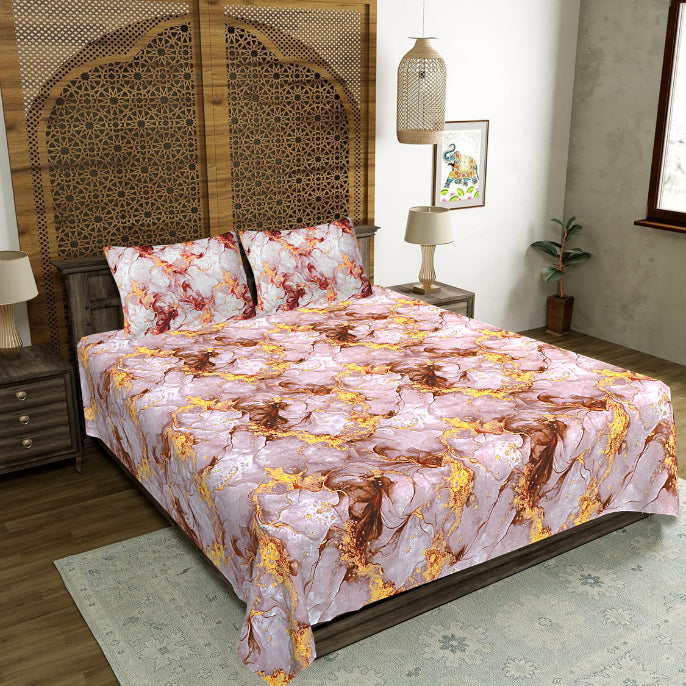 Copper Liquid Marble Double Bed Sheet