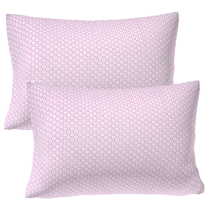 Pink Geometric Lattice Double Bed Sheet