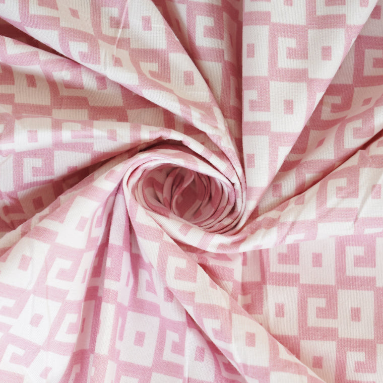 Pink Geometric Lattice Double Bed Sheet