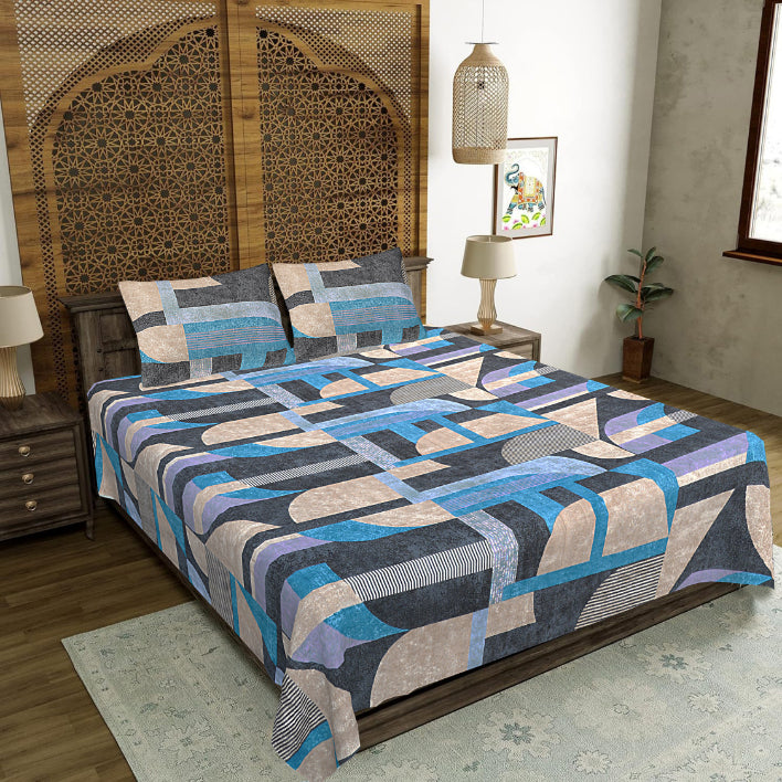 Urban Abstract Blocks Double Bed Sheet