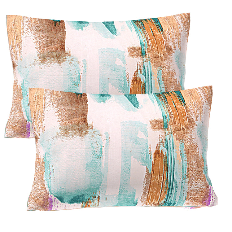 Teal Brushstroke Horizon Double Bed Sheet