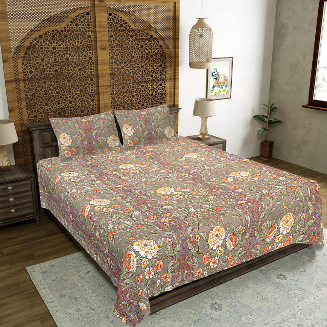 Autumn Heritage Bloom Double Bed Sheet