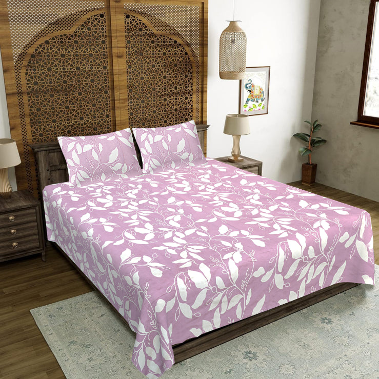 Orchid Leaf Silhouette Double Bed Sheet