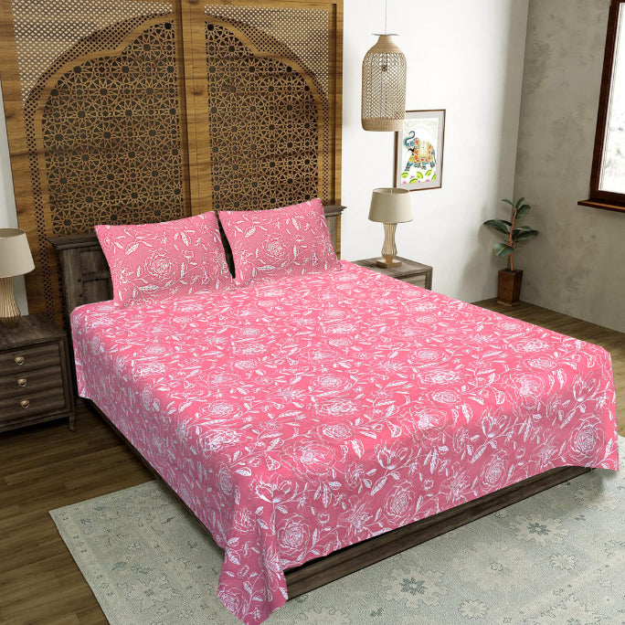 Electric Pink Sketch Double Bed Sheet